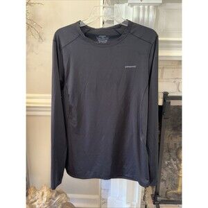 Patagonia Mens Large L Performance Baselayer Black Long Sleeve Crew Shirt